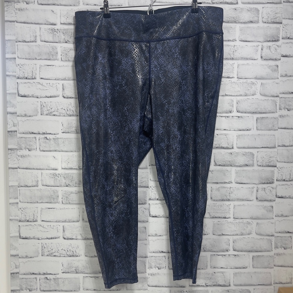 Ideology Believe in Movement Snake Print Fluid Ankle/Crop Leggings 3X NWOT